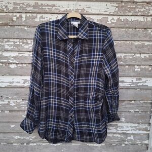 Finley Shimmer Plaid Button Down Shirt Size Medium